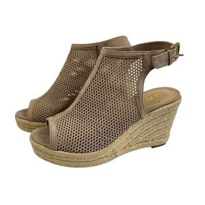 UNISA Espadrille Wedge Sandals Ankle Strap Peep Toe Taupe Beige‎ Women6.5M Shoes